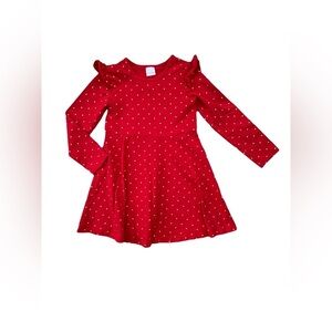 Hanna Andersson Size 120, 6-7, Red with Gold Polka Dots Holiday Dress